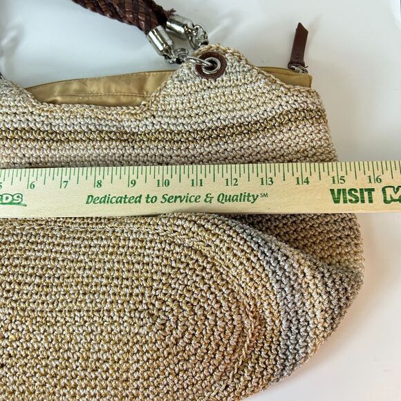 The Sak Indio Beige Sand Stripe Crochet Slouchy Hobo Braided Strap Shoulder Bag - Picture 13 of 15